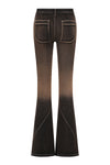 OUDE WAAG 25 Early Autumn Washed Stretch Denim Flared Pants OW-OW-25PF-PT05C1BL094-HZ Black Brown